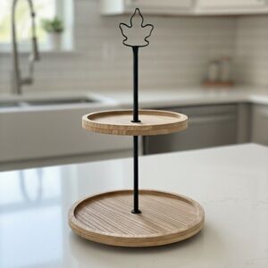 Two-Tiered Wooden Party Tray